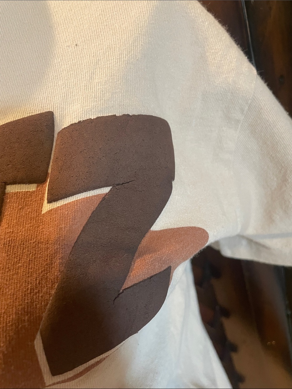 Runtz Vintage Style Graphic Tee - Cream with Brown Print As is Small - Picture 4 of 9